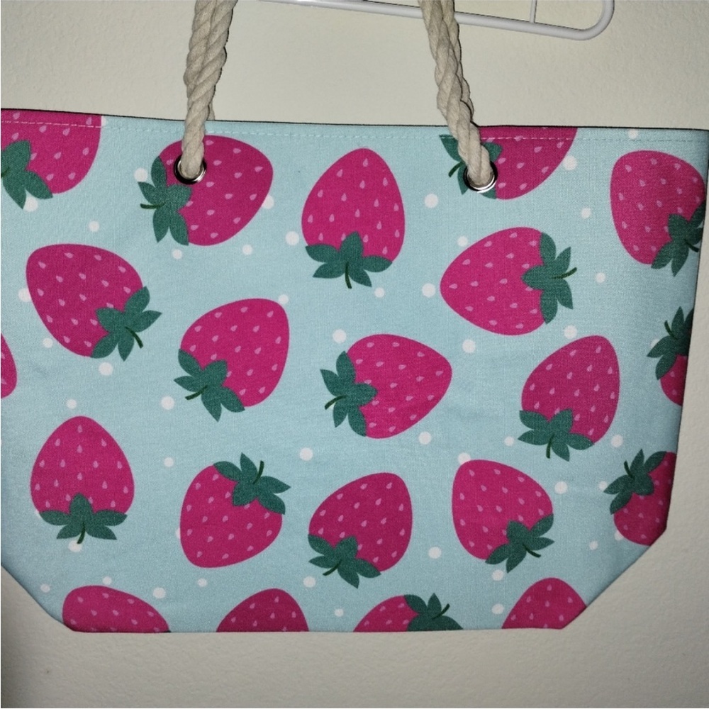 Strawberry Print Tote Bag